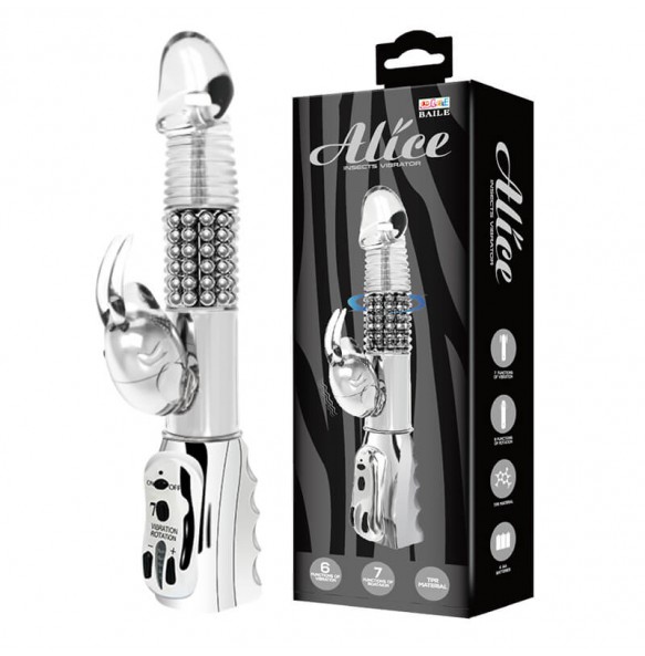 BAILE - ALICE Rabbit Swing Rotating Beads Vibrator (Battery - Transparent)